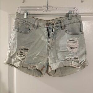 Bullhead Light Blue Distressed Jean Shorts
